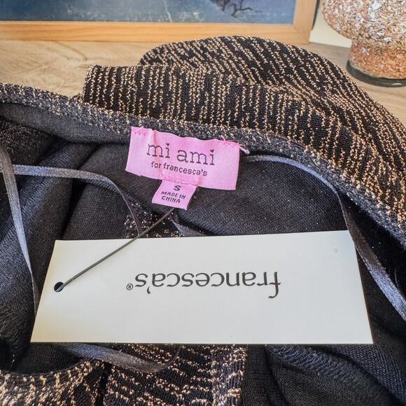 NWT Miami of Francescas Metallic Twist Front Stretch Long Sleeve Body Suit-Small - Picture 8 of 11